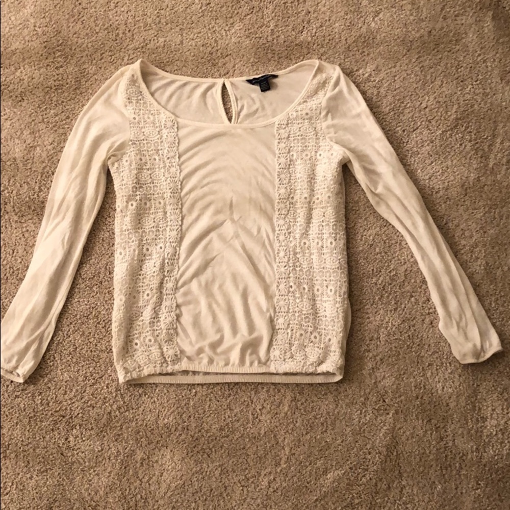 WHITE EMBELLISHED AMERICAN EAGLE TOP